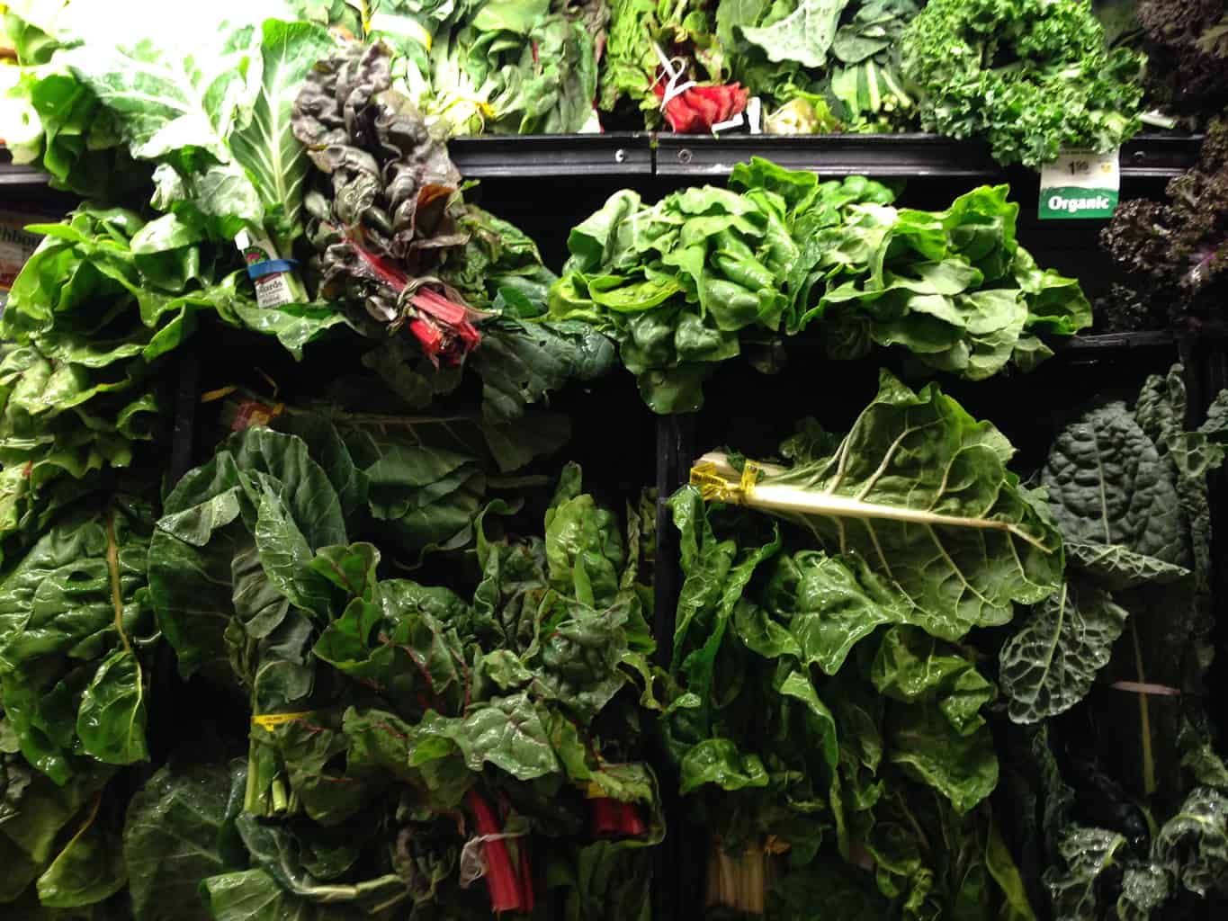 Chard and Kale on display.