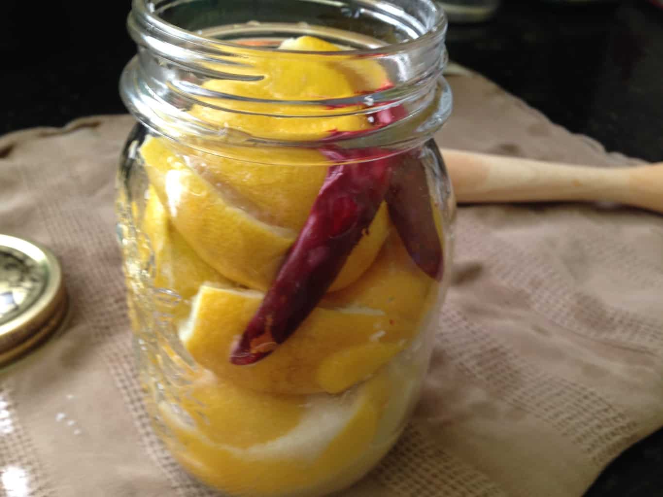 Making preserved lemons.