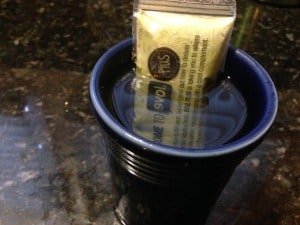 Thawing guacamole in hot water.